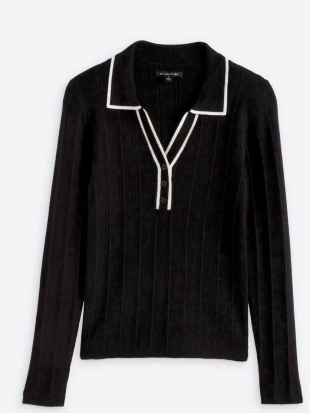 41 Hawthorn Valarie Variegated Rib Johnny Collar Sweater Black Sz L